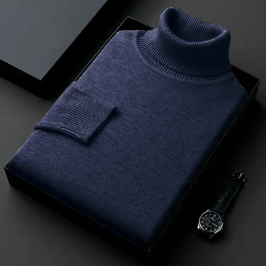 Sweatwear Mens Anti-pilling High Quality Knitted Turtleneck Sweater Slim Fit Long Sleeve Pullover Solid Color Trend Men Clothing 2