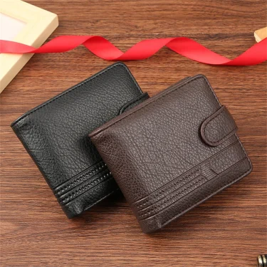 New Men Short Bifold PU Leather Male Hasp Wallet Credit ID Card Holder Men's Wallet Billfold Purse Clutch Men's Purses Money Bag 2