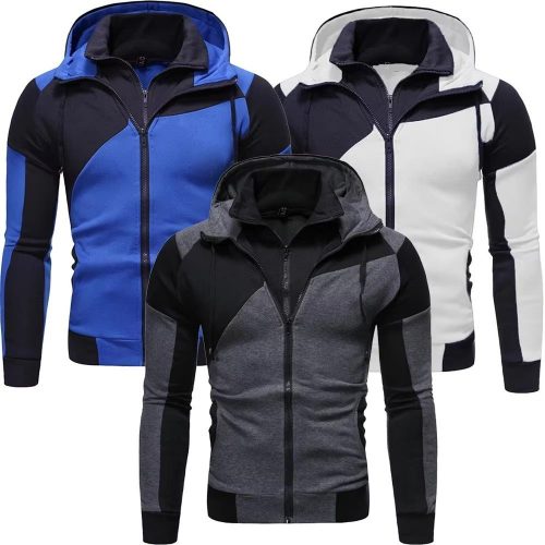 Men Hooded Fleece Zip Hoodie Men Thick Solid Color Sweatshirt Mens Casual Hoodies Sportswear Hooded Sweatshirts