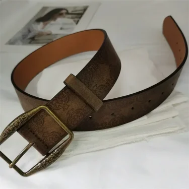 Pattern Print Retro Y2K Belts For Women Luxury Designer Brand Buckle Pin Waist Belt Female Pu Leather Hip Hop Fashion Waistband 4