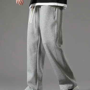 Spring Autumn Men Sweatpants Korean Fashion Sportswear Drawstring Wide Leg Straight Track Pants Cotton Casual Loose Trousers 4