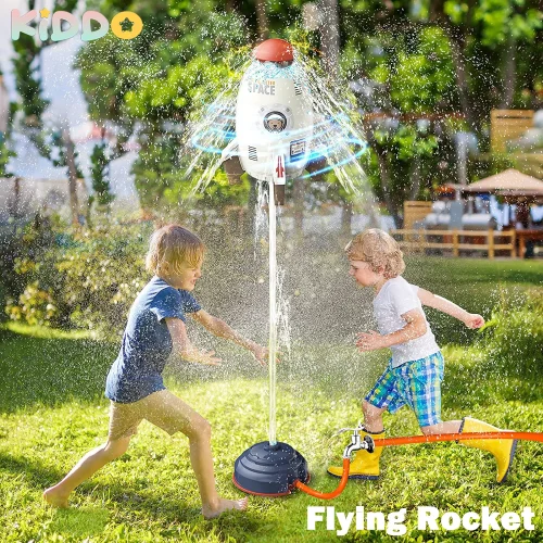 Space Jet Sprinkler Spinning Flying Splash Playing Water Toy Summer Outdoor Water Powered Launcher Kids Bath Toys STEM 1