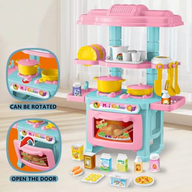 Kitchen Playset Toys, 2 Color Random Play Food Set Accessories Play Sink & Oven, Toddler Kitchen Mini Cutting for Boys and Girls