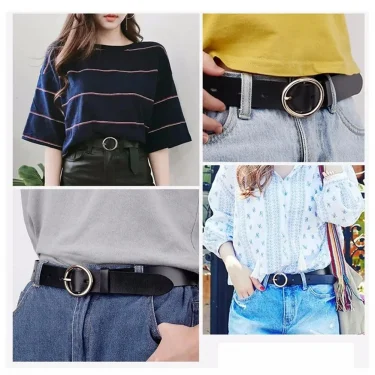 NEW High-end Round Women Belt Fashion Waist Belt Leather Metal Buckle For Ladies Leisure Dress Jeans Decoration Waistband 5
