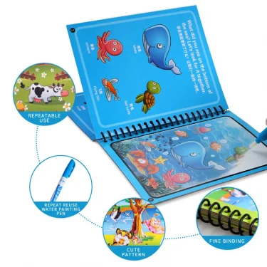 Magical Book Water Drawing Montessori Toys Reusable Coloring Book Magic Water Drawing Book Sensory Early Education for Children 2