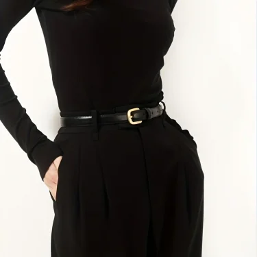 Simple Pin Buckle Skinny Belts Solid Color PU Waistband Adjustable Thin Belt Jeans Pants Belt For Women 4