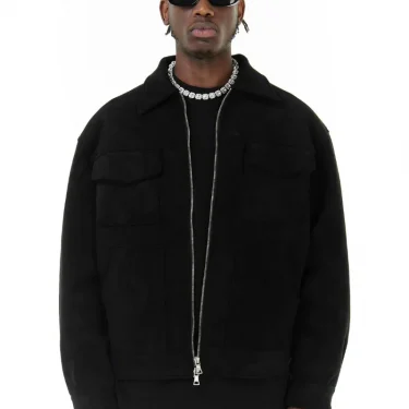 Autumn Jackets Oversize Casual Clothes High Street Pockets Laper Zipper Suede Thick Coat Mens Windbreaker Loose 5