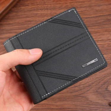Men's Wallet Mens Short Wallet Youth Fashion Horizontal Soft Leather Business Wallet Credit ID Card Holder Wallet Billfold Purse 4