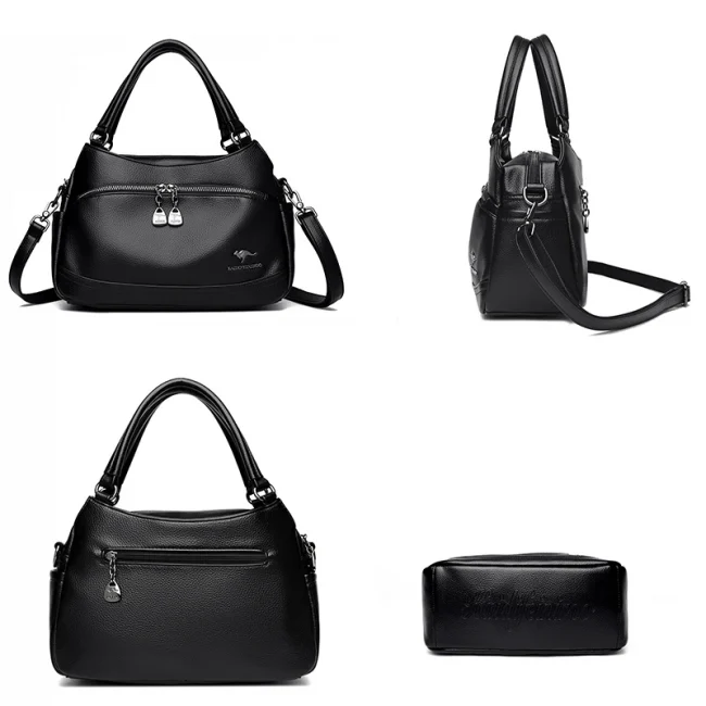2024 New Multi Layer Large Capacity Women's Tote Bag High Quality Soft Leather Women Handbag Fashion Retro Female Shoulder Bags 3