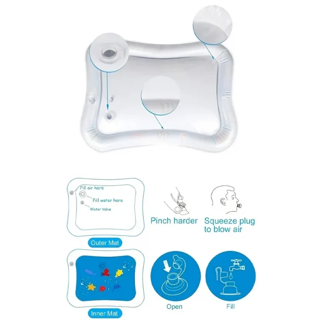 Infinno Inflatable Tummy Time Mat Premium Baby Water Play Mat for Infants and Toddlers Baby Toys 6