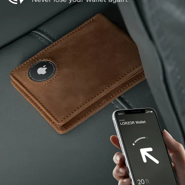 Retro Crazy Horse Leather Dollar Clip Simple RFID Men's Wallet with Air Tag Cover 5
