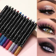 1Pc Metallic Purple Eyeshadow Pencil Glitter Silkworm Liner Pen Highlighter Long Lasting Gold Blue Cream Eye Shadow Stick Makeup 5