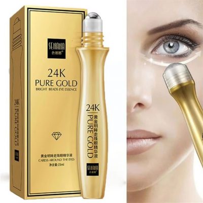 24K Gold Bright Eye Roller Eye Cream Hydrating Moisturizing Eye Serum Eye Care Dark Circles Removal Anti Eye Bags 15ml L2P8