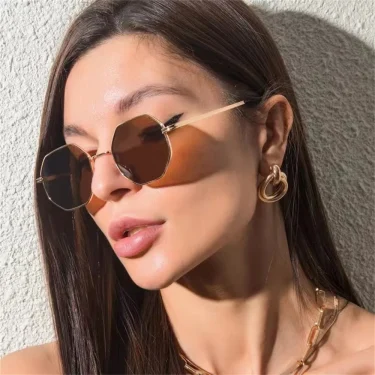 Metal Sunglasses Vintage Polygon Frame For Women Sunglasses Men Luxury Brand Design Sun Glasses Women Mirror Gafas De Sol UV400 3