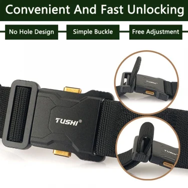 TUSHI New Tactical Outdoor Belt for Men and Women Aluminum Alloy Buckle Quick Release Elastic Belt Casual Belt Jeans Waistband 4