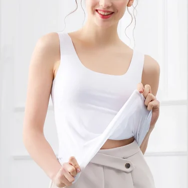 Women Summer Tight fit No trace Tanks Camis Vest Fashion Casual Sleeveless Ladies Street Tanks Tops Tees Hotsweet Bra B3192 2