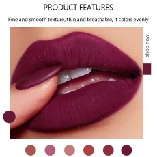 6-Color Matte Lipstick Set, Non-Fading, Non-Stick Cup Long-Lasting Velvet Finish, Smooth Matte Lip Color Waterproof Smudge-proof 4