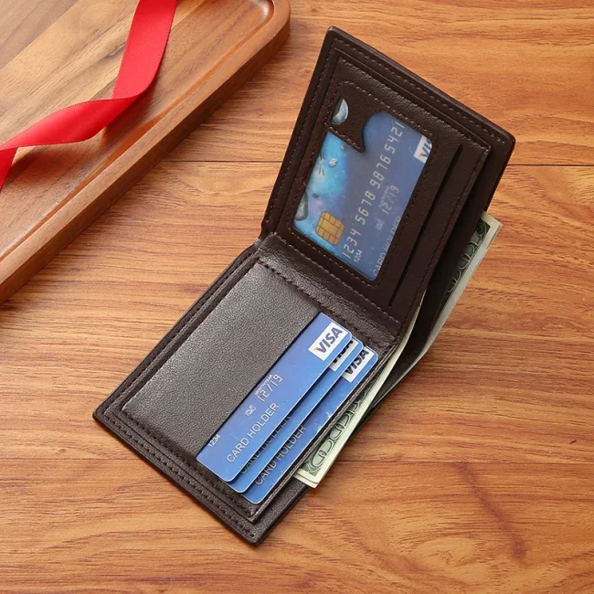 New Brand Men'S Wallet Men'S Short Wallet Youth Fashion Plaid Horizontal Soft Leather Wallet Large Capacity Multi Card Wallet 2