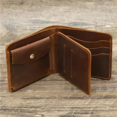 Best Genuine Leather Mens Wallet with Coin Pocket Minimalist Bi Fold Pure Leather Wallet for Men 2