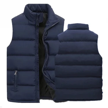 Mens Vest Jacket Warm Sleeveless Jackets Winter Waterproof Zipper Coat Autumn Stand-up Collar Casual Waistcoat Brand Clothing 4