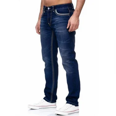 Men Jeans Solid Pockets Stretch Denim Straight Pants Spring Summer Business Casual Trousers Daily Streetwear Men's Clothing 5