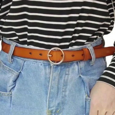 NEW High-end Round Women Belt Fashion Waist Belt Leather Metal Buckle For Ladies Leisure Dress Jeans Decoration Waistband 4