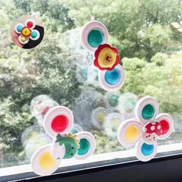 3PC Set Suction Cup Spinning Cartoon Animal Spinner Toys For Kids Window High Chair Tray Bath Table Travel for Children Gift 3