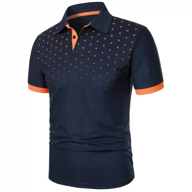 Men's 3D printed short sleeve and lapel short sleeve color matching fashion 4