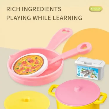 Mini Kitchen Counter Play Set DIY Simulated Cooking Food Tableware Play House Role Play Pretend Game Toy Gift Kid Boy Children 5