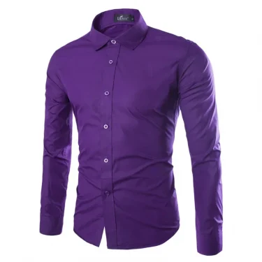 Casual Summer Shirt Men Solid Long Sleeved Shirts Business Slim Fit Male Black White Social Shirts Camisa Masculina Tops 4