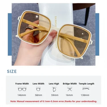 Vintage Square Women's Sunglasses Luxury Designer Sun Glasses Classic Eyeglasses Lady UV400 Big Frame Mirror Oculos De Sol 2