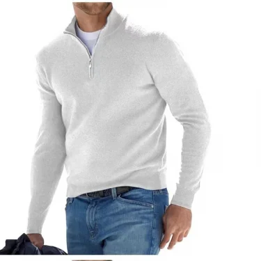 Autumn Men's Sweatwear Warm Pullover Solid Color Half Zipper Casual Sweater Slim V-neck Long Sleeve Men's Sweatshirts Winter Top 4
