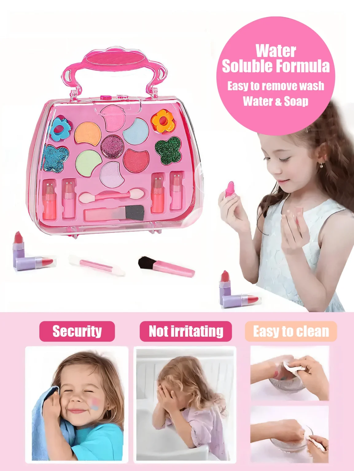 Children's beauty makeup bag toy for girl ,Kids Little handbag, princess washable, pretend toy, non-toxic and safe birthday gift 3