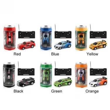 Coke Can Remote Control Car Battery Operated Remote Control Racing Vehicle LED Lights Mini RC Car with Roadblocks Christmas Gift 4