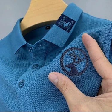 Men's Casual Fashion Polo Shirt Breathable and Comfortable Embroidered Top 4