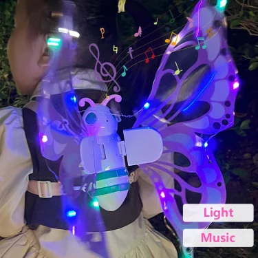 Electric Butterfly Wings Moving Elf Wing with Light Fairy Wings for Kids Birthday Christmas Cosplay Dress Up Angel Girls Toy 4