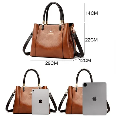 Genuine Leather Handbags Women Trending Crossbody Shoulder Bags Ladies Branded Tote Bag 100% Cow Leather Luxury Casual Sac 2