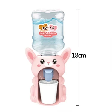 Mini Children Dual Water Dispenser Toy with Cute Pink Blue Cold/Warm Water Juice Milk Drinking Fountain Simulation Kitchen Toys 4