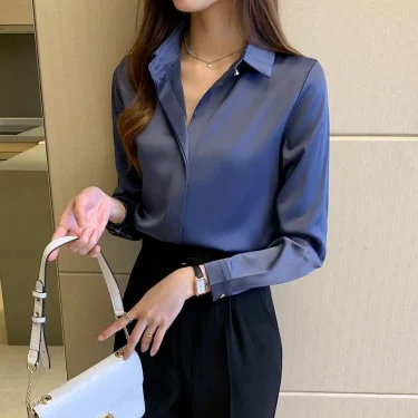 Woman Spring Autumn Style Blouses Shirts Lady Casual Long Sleeve Turn-down Collar Blusas Tops DF4846 3