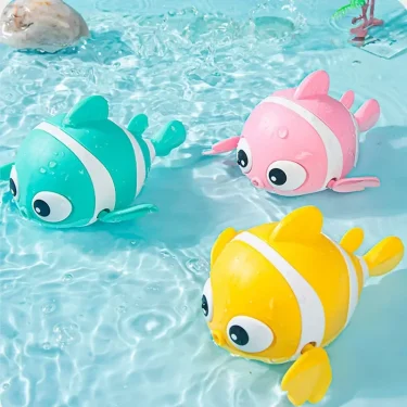 Bath Toys Cute Swimming Clown Fish Bath Toy for Toddlers Floating Wind Up Toys for Boy Girl New Born Baby Bathtub Toddler Toys 6