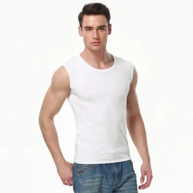 Men's Cotton Sleeveless Thin Vest Young MEN'S Wide Shoulder Sports Fitness Slim Vest Thin Joker Tight Vest 1