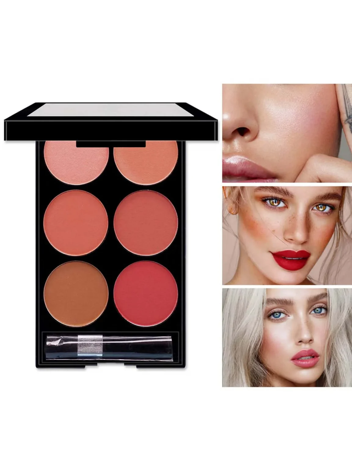 6-color blush and contouring all-in-one palette, pearlescent matte powder makeup palette 5
