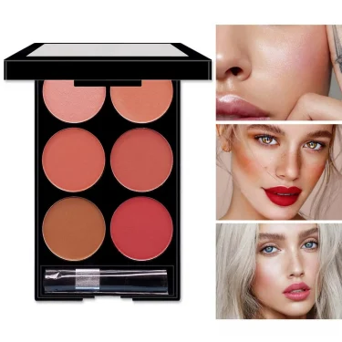 6-color blush and contouring all-in-one palette, pearlescent matte powder makeup palette 5