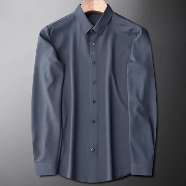 Men's Casual Embroidered Inch Shirt Spring 2024 Light Business Wrinkle-free Slim fit Shirt By Huafuge 2