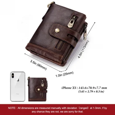 100% Genuine Leather Men Wallet Coin Purse Small Mini Card Holder Chain PORTFOLIO Portomonee Male Walet Pocket Quality 4