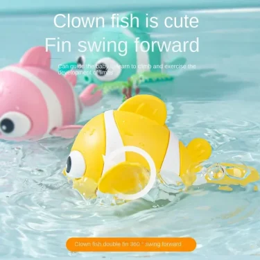 Bath Toys Cute Swimming Clown Fish Bath Toy for Toddlers Floating Wind Up Toys for Boy Girl New Born Baby Bathtub Toddler Toys 2