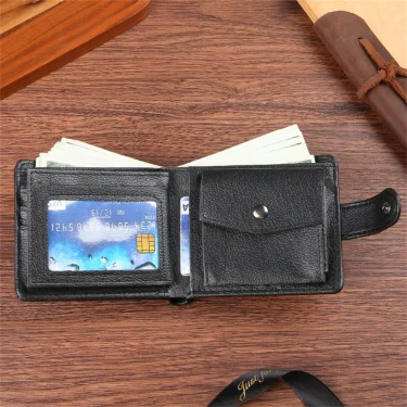 High Capacity Men's Hasp Leather Wallet Multiple Card Slots ID Credit Card Holder Coin Vintage Wallet Fashion Business Wallet 6