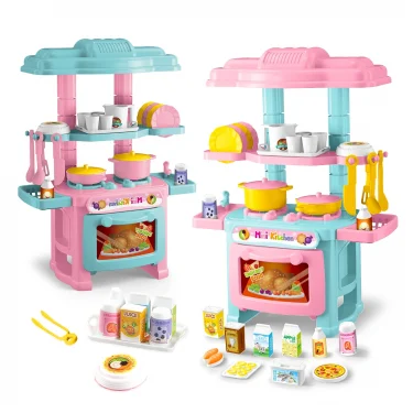 Kitchen Playset Toys, 2 Color Random Play Food Set Accessories Play Sink & Oven, Toddler Kitchen Mini Cutting for Boys and Girls 1