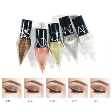 New Professional Shiny Eye Liners Cosmetics for Women Pigment Silver Rose Gold Color Liquid Glitter Eyeliner Cheap Makeup 5