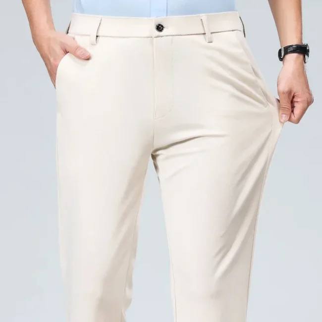 Men Suit Pants 2024 Elastic Slim Fit Dress Pants Business Solid Casual Loose Straight Leg Trouser Men Clothing Oversized 29-42 4